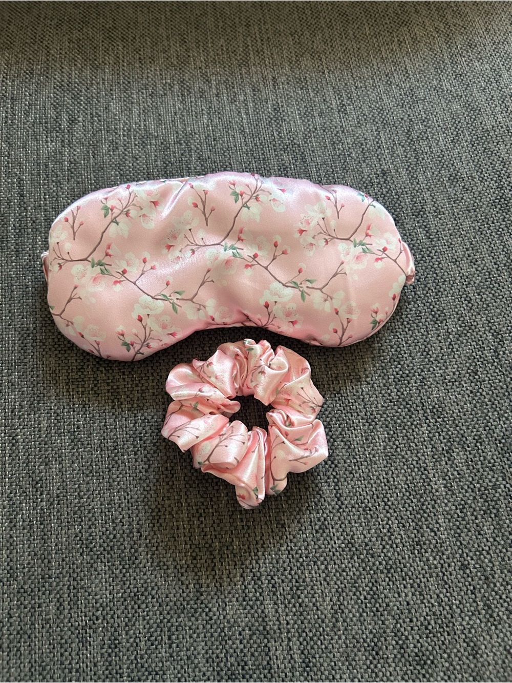 Pink Satin Eye Mask, Hair Tie